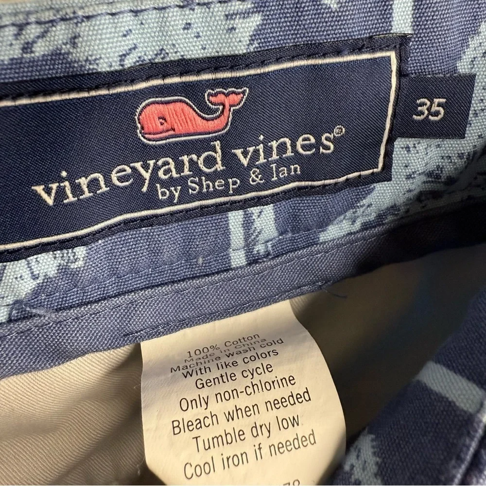 Vineyard Vines Men’s Breaker Short in Blue Tropical Palm Tree Print Size 35 GUC